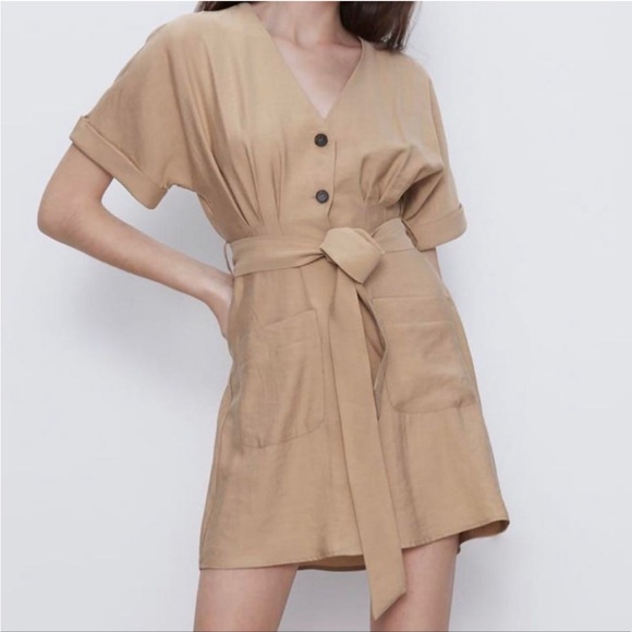 Zara camel button down dress - Picture 3 of 14